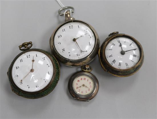 3 x pair cased pocket watches and a fob watch